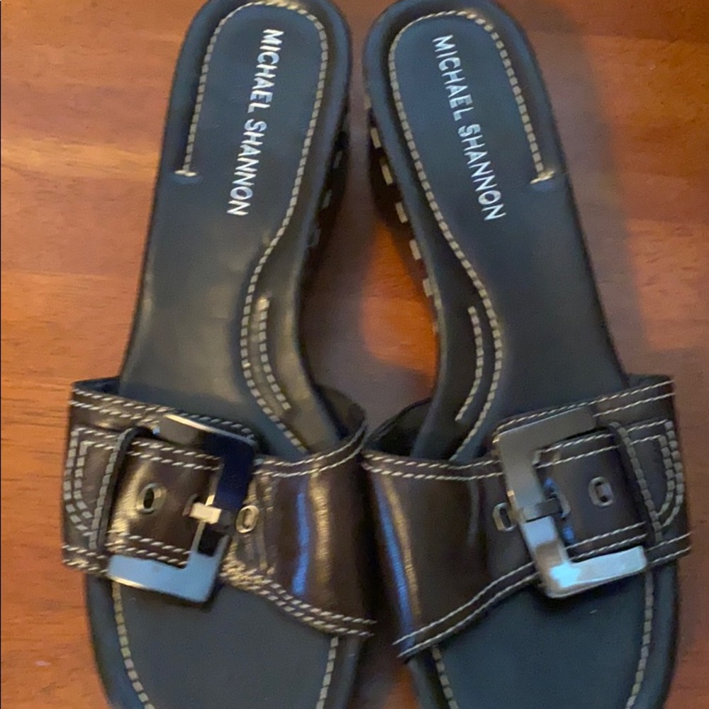 Michael Shannon  leather sandals with Stitching